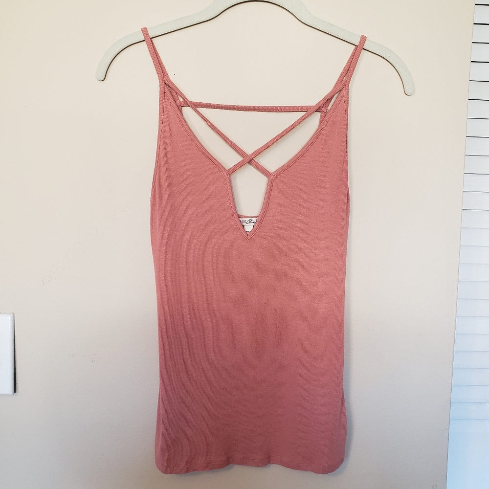 Express Pink Ribbed Tank Top